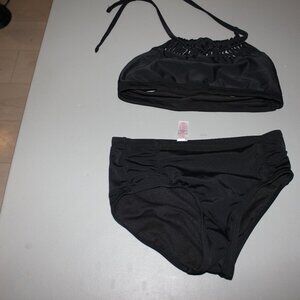 Black 2 Pcs Justice Bikini Swimsuit Size 10